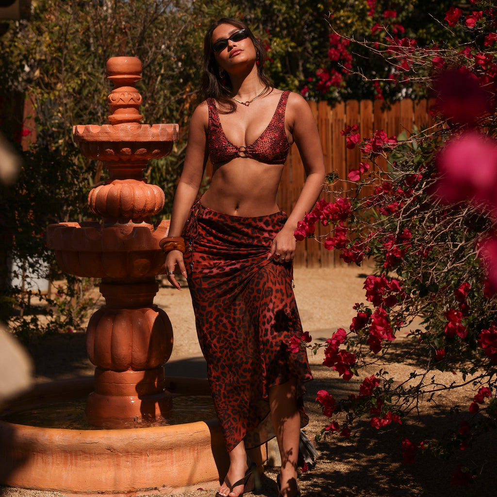 Chiffon Tie Side Maxi Skirt - Leopard Lasso