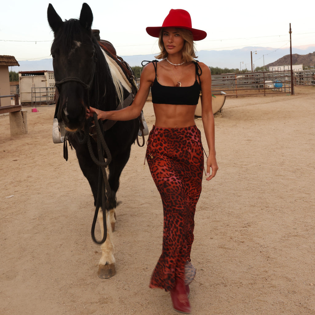Chiffon Tie Side Maxi Skirt - Leopard Lasso