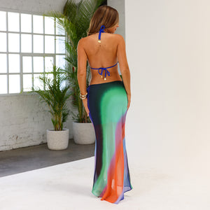Chiffon Tie Side Maxi Skirt - Spellbound Swirl