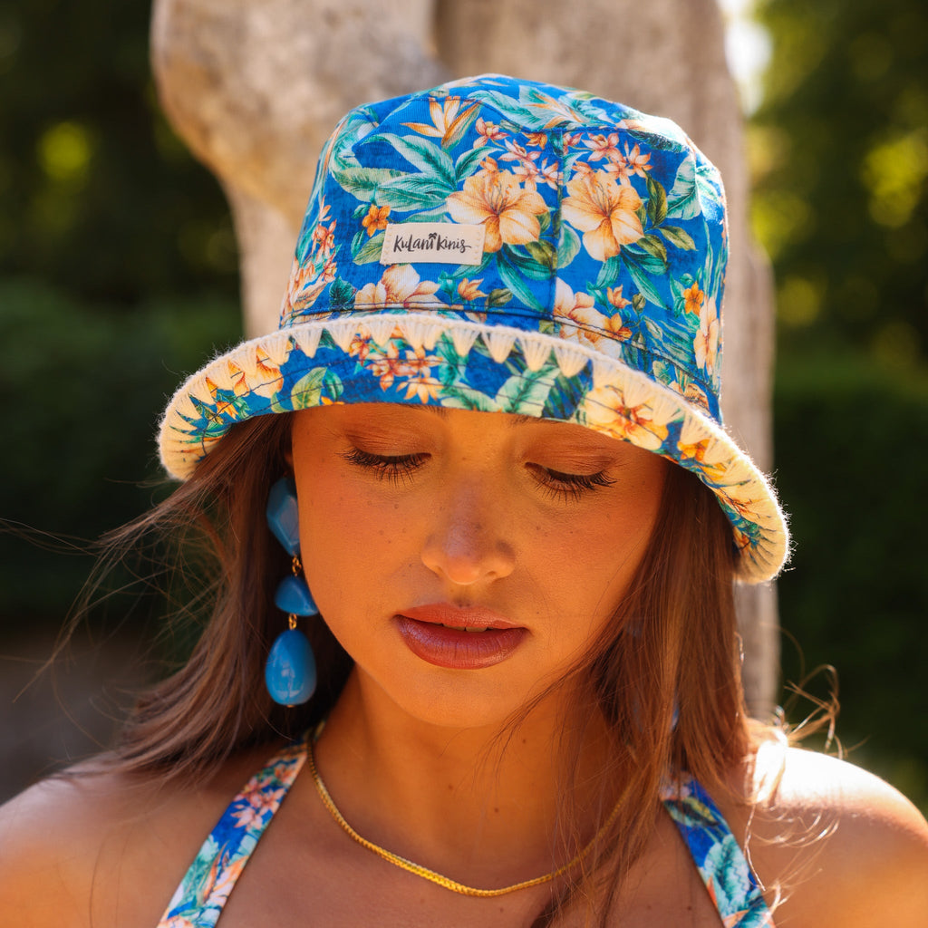 Crochet Trim Bucket Hat - Tropez Tides