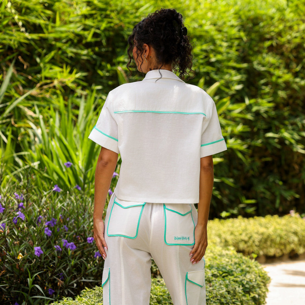 Cropped Button Up Shirt - Crystal Tides