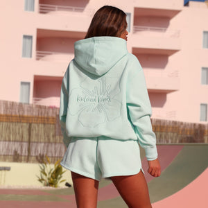 Embroidered Drawstring Hoodie - Jelly Mint