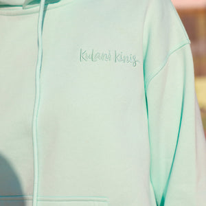 Embroidered Drawstring Hoodie - Jelly Mint