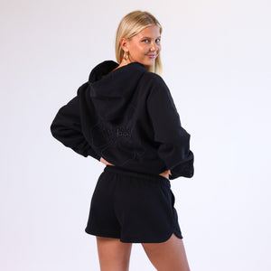 Embroidered Track Shorts - Twilight Black