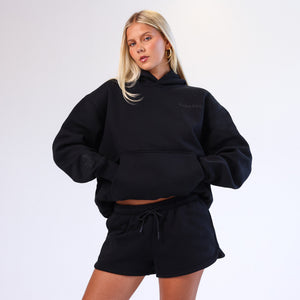 Embroidered Track Shorts - Twilight Black