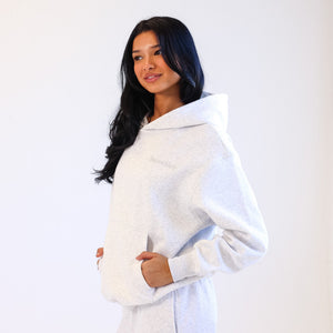 Embroidered Hoodie - Silver Stone
