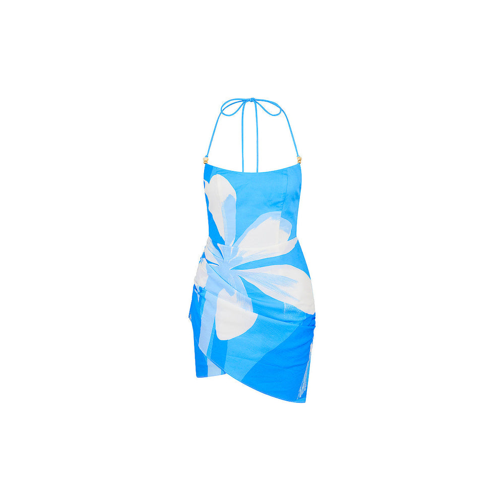 Ruched Side Mini Dress - Blue Oasis