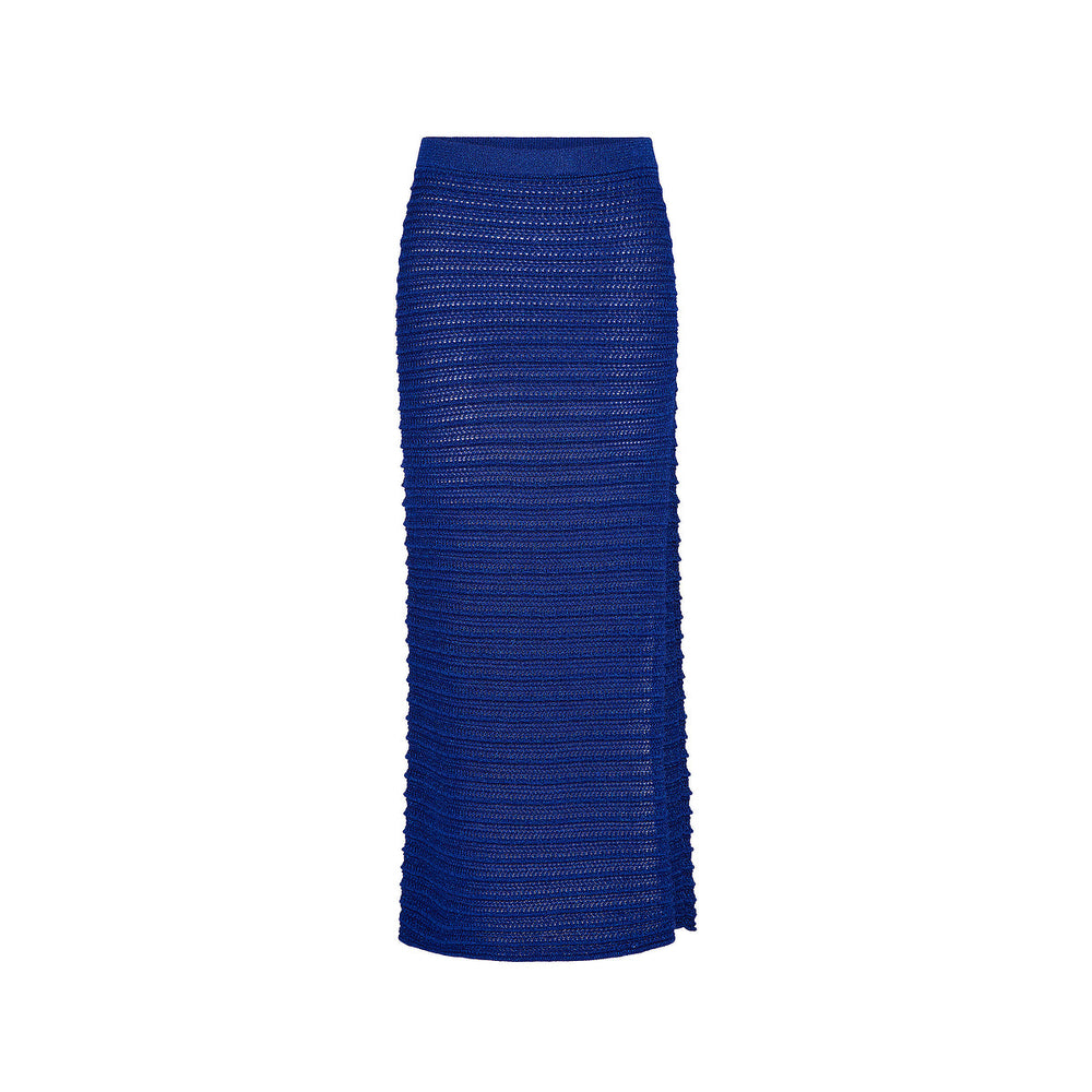 Metallic Knit Maxi Skirt - Blue Lagoon