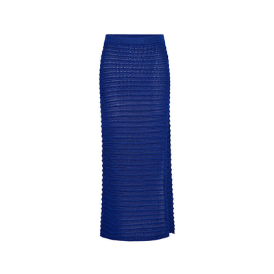 Metallic Knit Maxi Skirt - Blue Lagoon