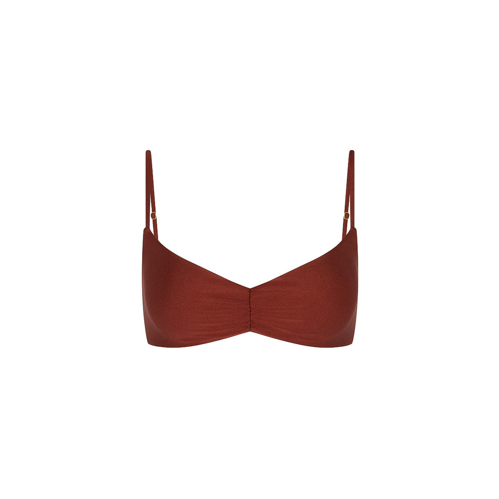 Gathered Mini Crop Bikini Top - Cinnamon Sugar