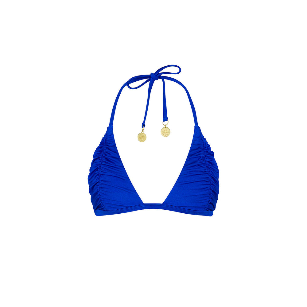 Gathered Stitch Bralette Bikini Top - Blue Lagoon