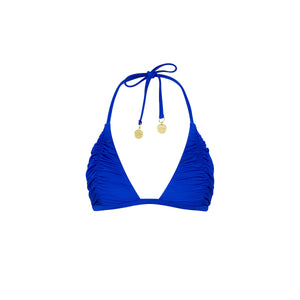 Gathered Stitch Bralette Bikini Top - Blue Lagoon