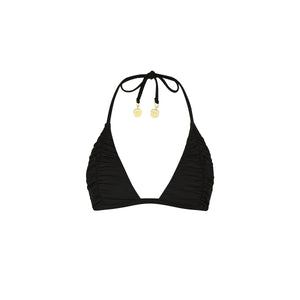 Gathered Stitch Bralette Bikini Top - Twilight Black