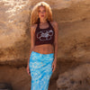 Knit Halter Tank Top - Espresso Bloom