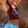 Knit Halter Tank Top - Espresso Bloom