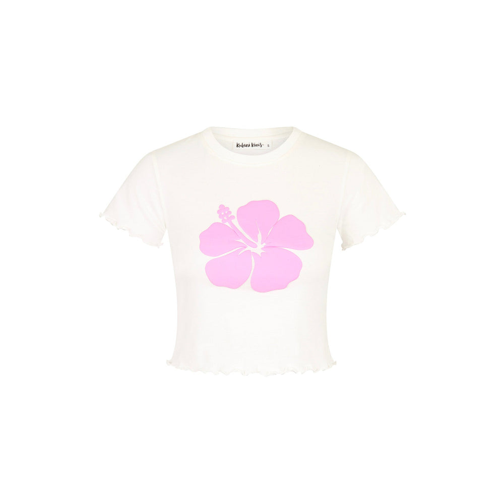 Lettuce Cropped Mini Tee - Whipped White