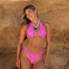 Lettuce Edge Halter Bikini Top - Bubble Berry