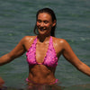 Lettuce Edge Halter Bikini Top - Bubble Berry
