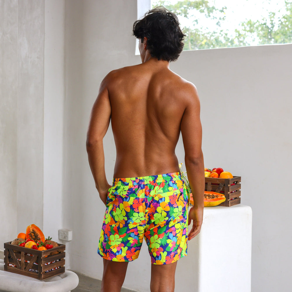 Men's Swim Trunks - Neon Sunset