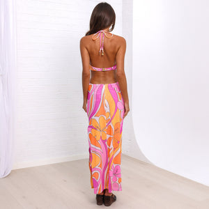 Mesh Ring Maxi Dress - Sunrise Swirl