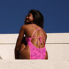 Plunge Cross Back One Piece - Bubble Berry