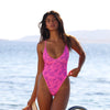 Plunge Cross Back One Piece - Bubble Berry