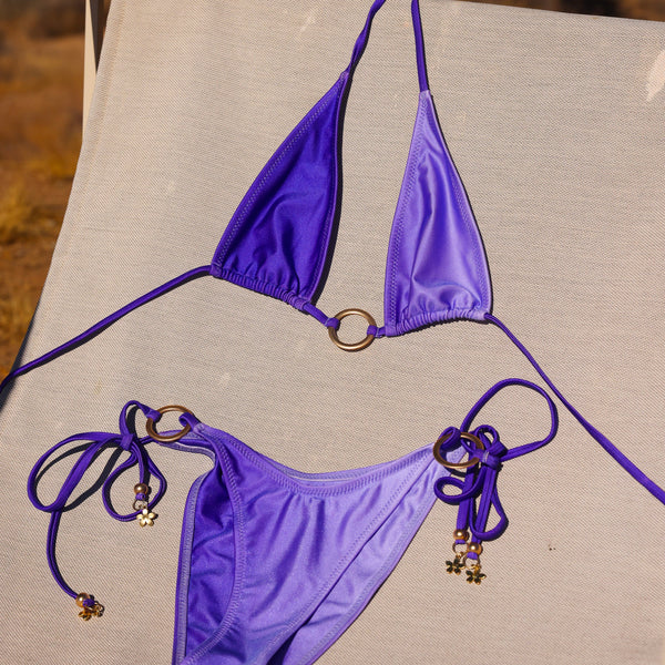 Ring Cheeky Tie Bikini Bottom - Amethyst