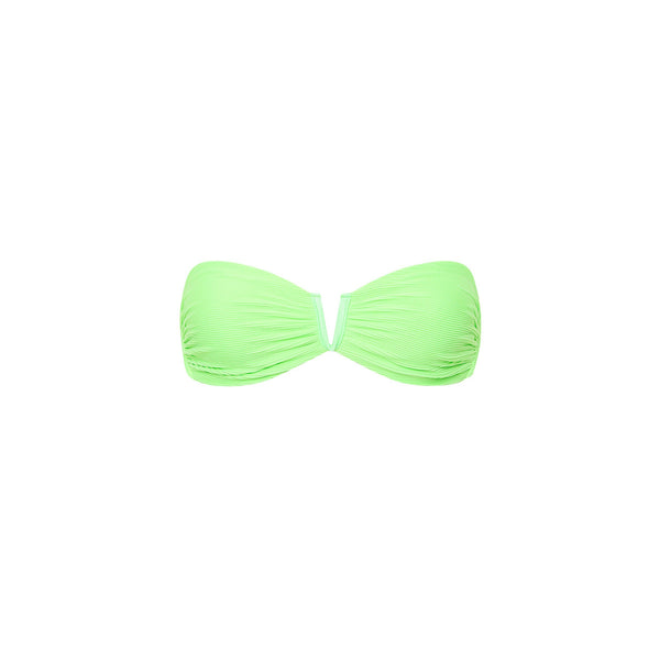 V Strapless Bandeau Bikini Top - Luau Lime Ribbed