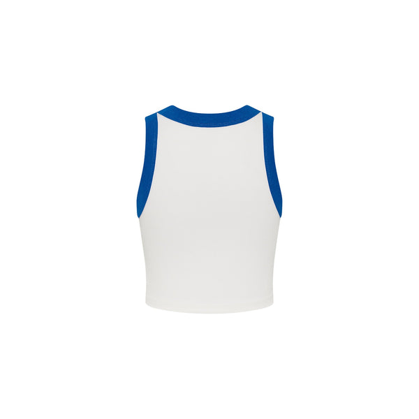 Embroidered Crop Tank Top - Blue Skies