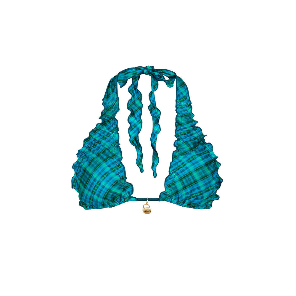 Lettuce Edge Halter Bikini Top - Tropic Dip