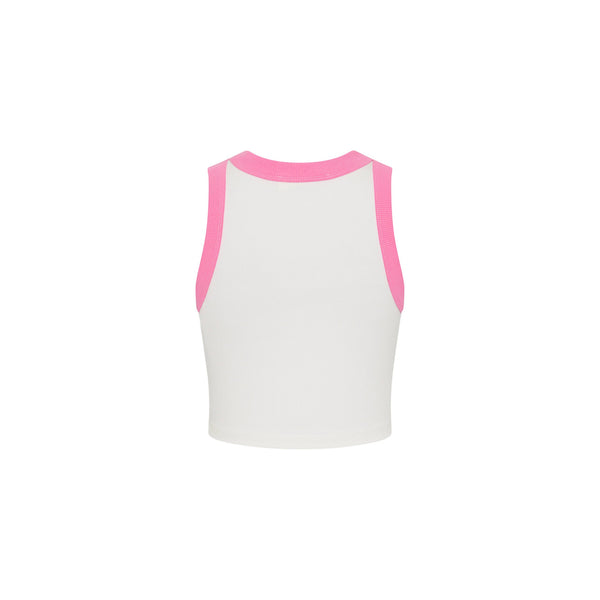 Embroidered Crop Tank Top - Pink Skies