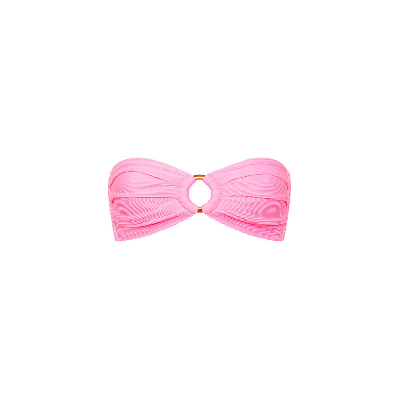 Strapless Bandeau Bikini Top - Taffy Pink Ribbed