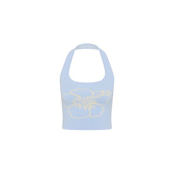 Knit Halter Tank Top - Floral Fizz