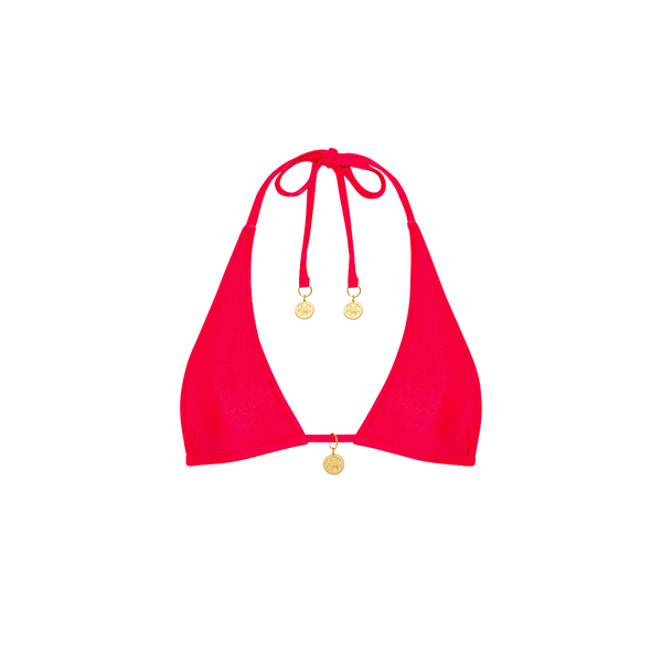 Classic Tie Halter Bikini Top - Neon Rose