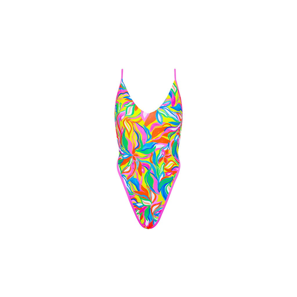 Plunge Cross Back One Piece - Tropical Illusion