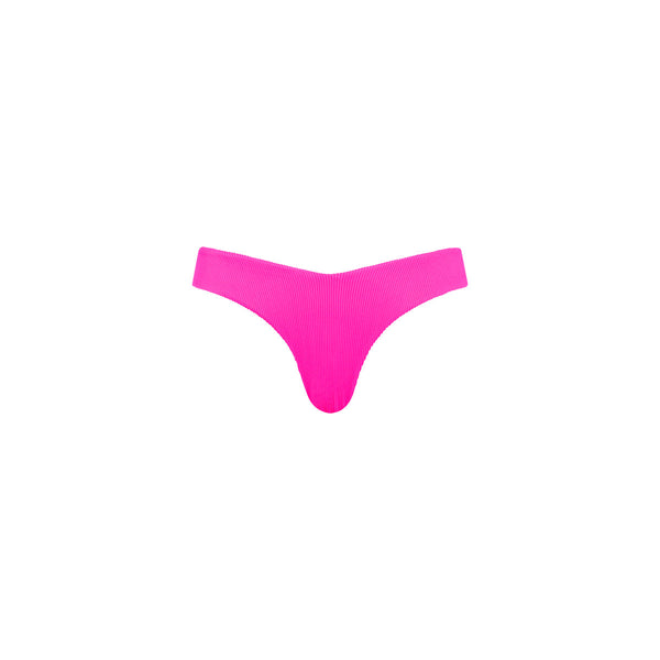 Cheeky V Bikini Bottom - Flamingo Pink Ribbed