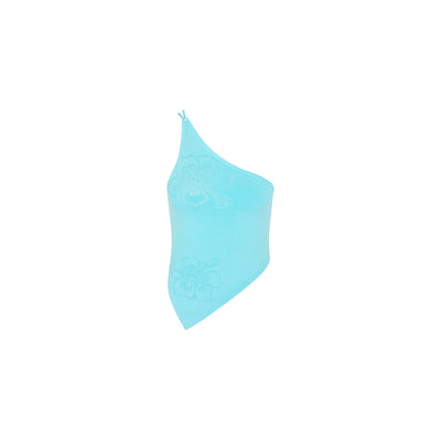 Skyla One Shoulder Knit Top - Pretty Blue