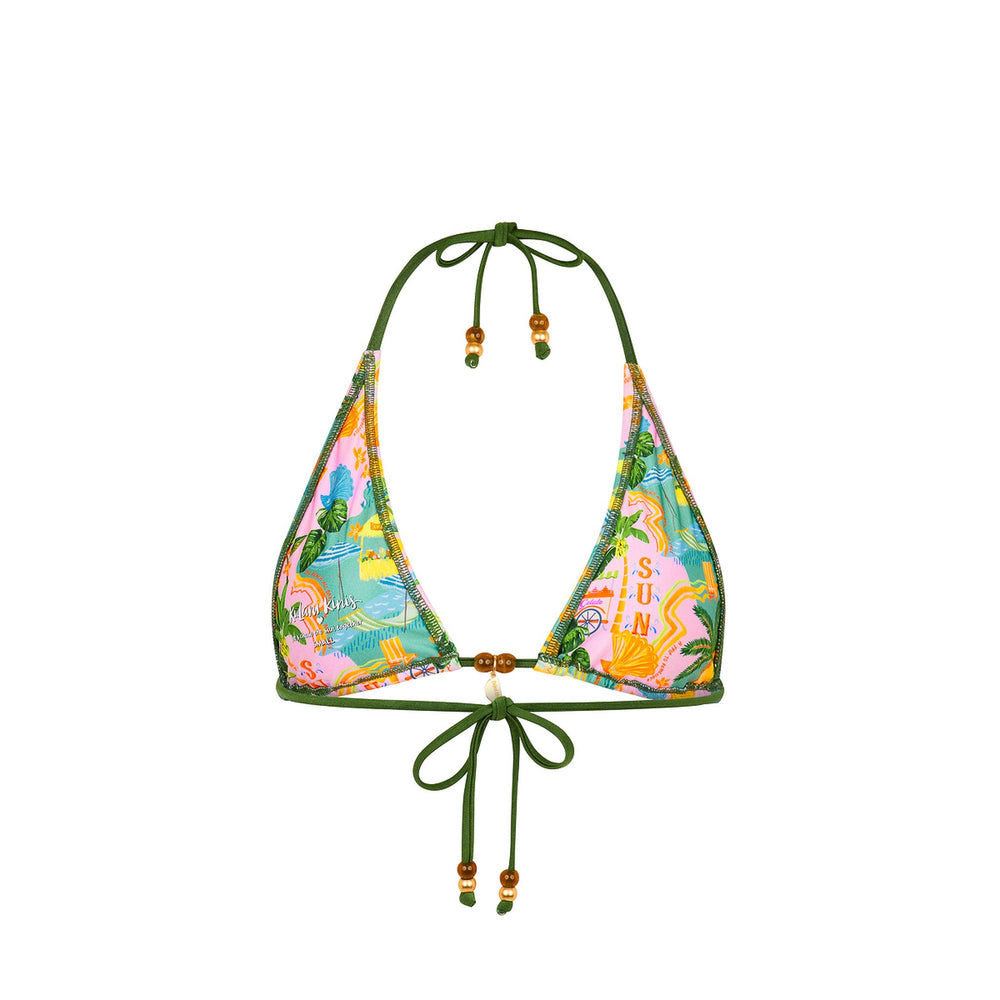 Classic Tie Halter Bikini Top - Sunlit Spritz