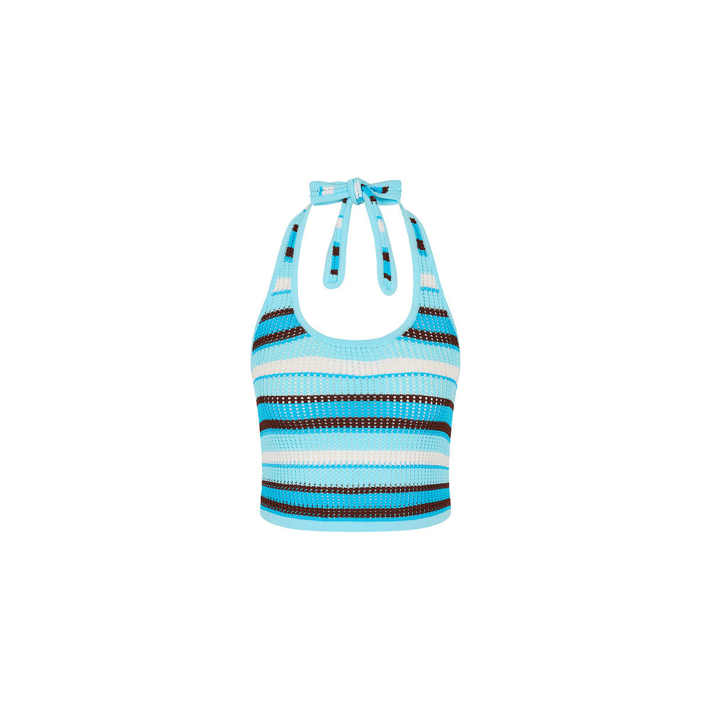 Oasis Knit Halter Tie Top - Buttercream Dream