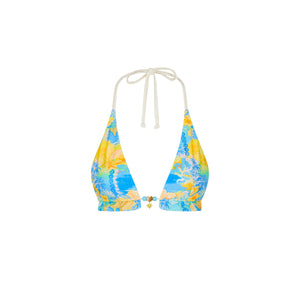 Frill Halter Bralette Bikini Top - Limoncello Lagoon