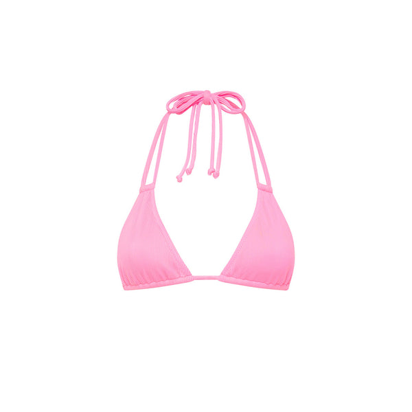 Halter Bralette Bikini Top - Taffy Pink Ribbed