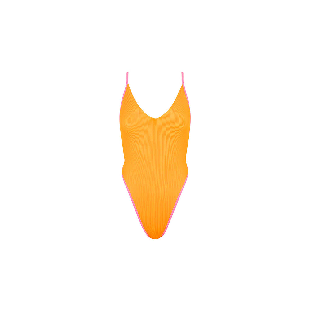 Plunge Cross Back One Piece - Peach Pop