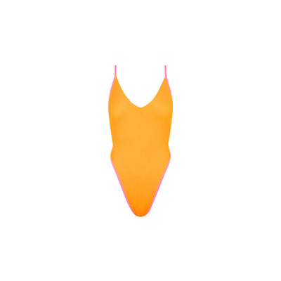 Plunge Cross Back One Piece - Peach Pop