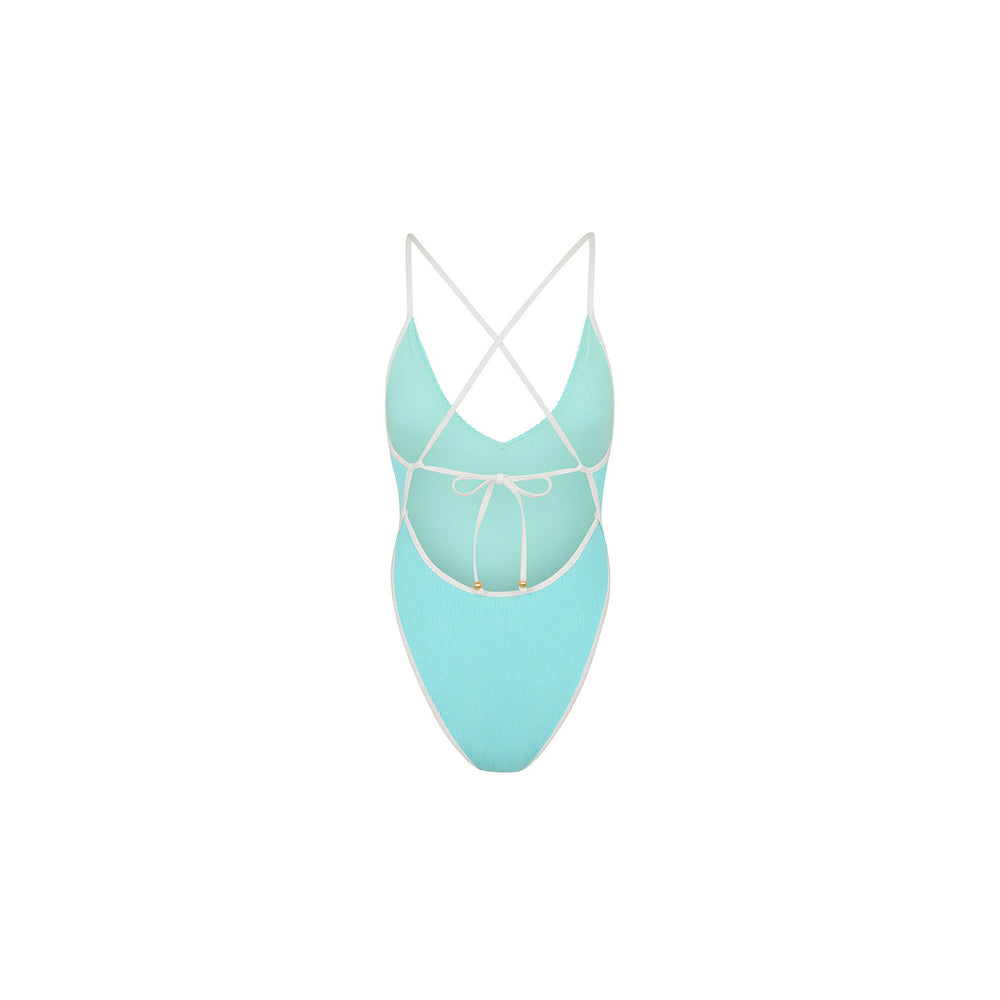 Plunge Cross Back One Piece - Calypso Blue