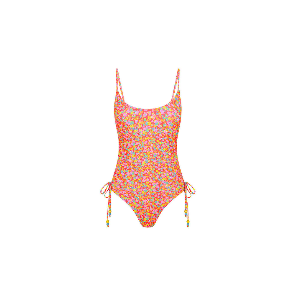 Ruched Tie Side Cheeky One Piece - Bubble Pop