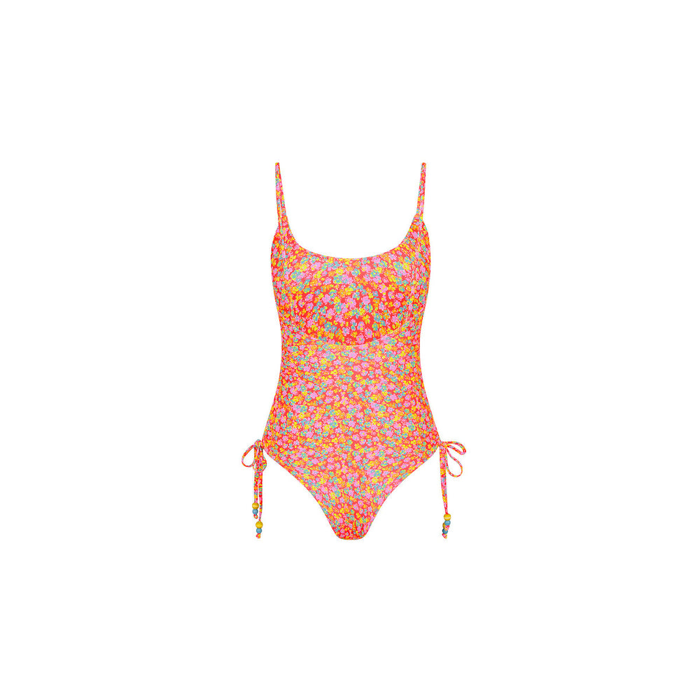 Ruched Tie Side Cheeky One Piece - Bubble Pop