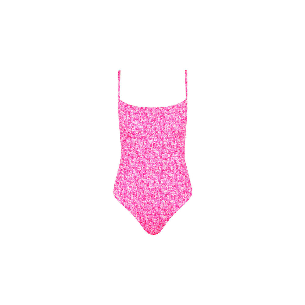 Shirred Low Back One Piece - Berry Burst