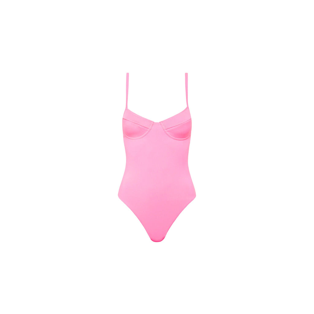 Underwire Cheeky One Piece - Taffy Pink Ribbed