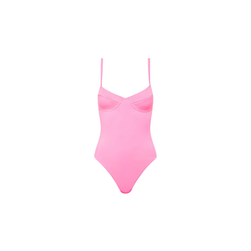 Underwire Cheeky One Piece - Taffy Pink Ribbed