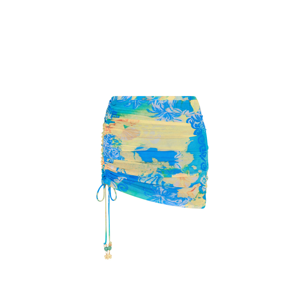 Isla Drawstring Mini Skirt - Limoncello Lagoon
